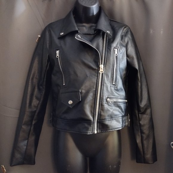 `Love Tree - Black Leather Jacket - Size Small - Picture 1 of 7